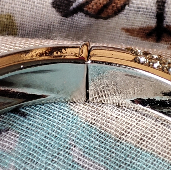 Talbots Silver Tone Clear Rhinestone Clamper Bangle Bracelet NWT Retired Vintage - Picture 12 of 12